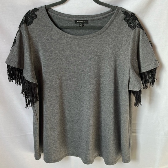 Lane Bryant Embroidered Fringe Top - Picture 1 of 13